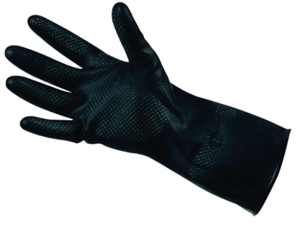 EKASTU Chemical Protection Gloves Size 9-9½ (L) M2-PLUS, Cat.3, Polychloroprene, Black, Approx. 31 cm Long, Pair

