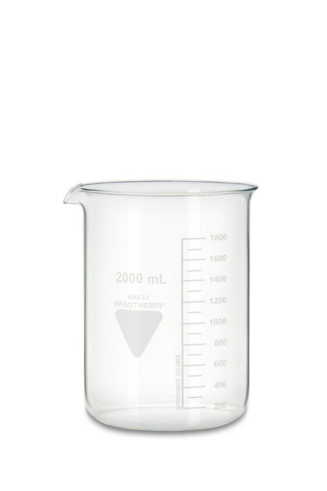 Scherf Beakers 2000 ml, Low Form, Boro 3.3 with Division and Spout, Pack of 10