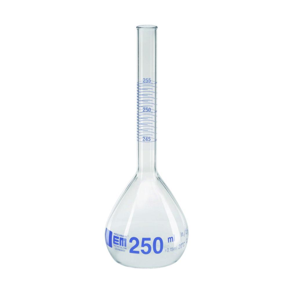 Hirschmann Volumetric Flask 250 ml, Subdiv. 0.5 ml DURAN, Prepacking Regulation