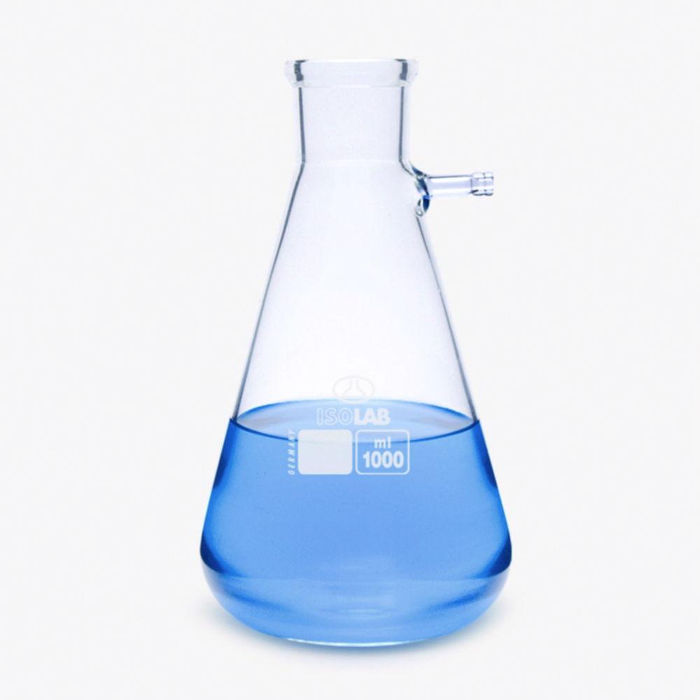 ISOLAB Filtrating Bottle, 500 mL, with Bilateral Glass Connector, Borosilicate Glass 3.3, ISO 6556, DIN 12476