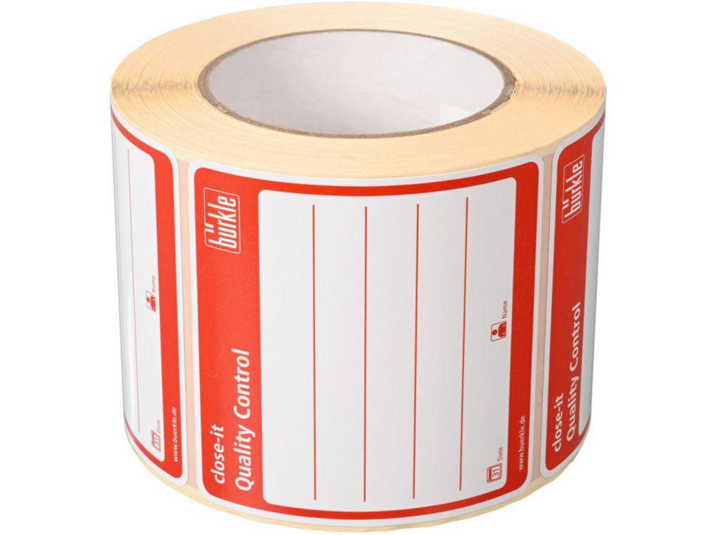 Bürkle Close-it Control Seals, 95 mm x 95 mm, Red, Printed (Roll of 500)​