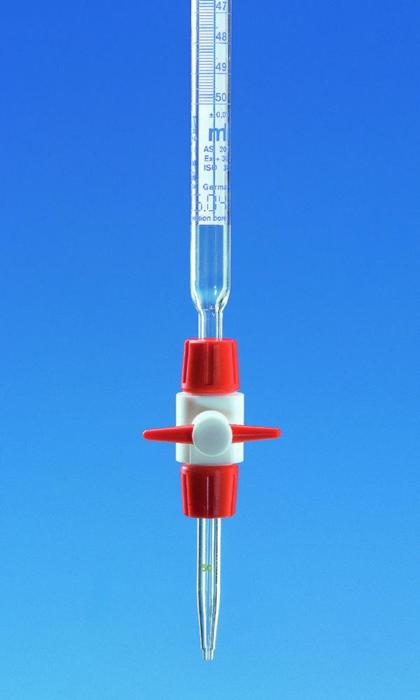 BRAND Compact Burette 10:0.02 mL PTFE Stopcock, BLAUBRAND, Borosilicate 3.3, Schellbach Stripes