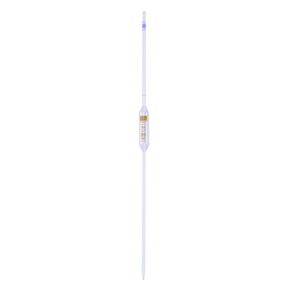 Hirschmann Laborgeräte 25 mL Volumetric Pipette, Class AS, AR, Clear Soda Glass, Brown Graduated, Conformity Certified