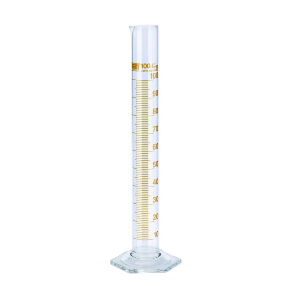 Hirschmann Laborgeräte 500 mL Measuring Cylinder, Class B, Tall Form, Short Line Graduation, Borosilicate Glass, Amber Graduated
