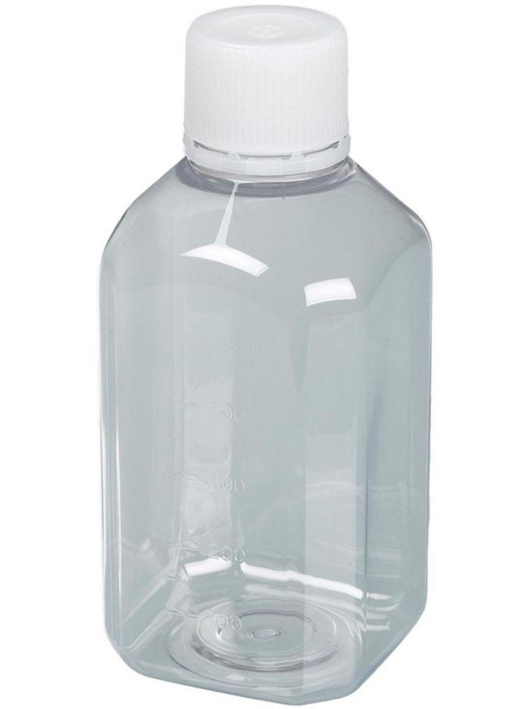 Bürkle Laboratory Bottle, 500 mL, Polyethylene Terephthalate (PET), Sterile, Transparent with Moulded Graduations and Tamper-Evident Cap