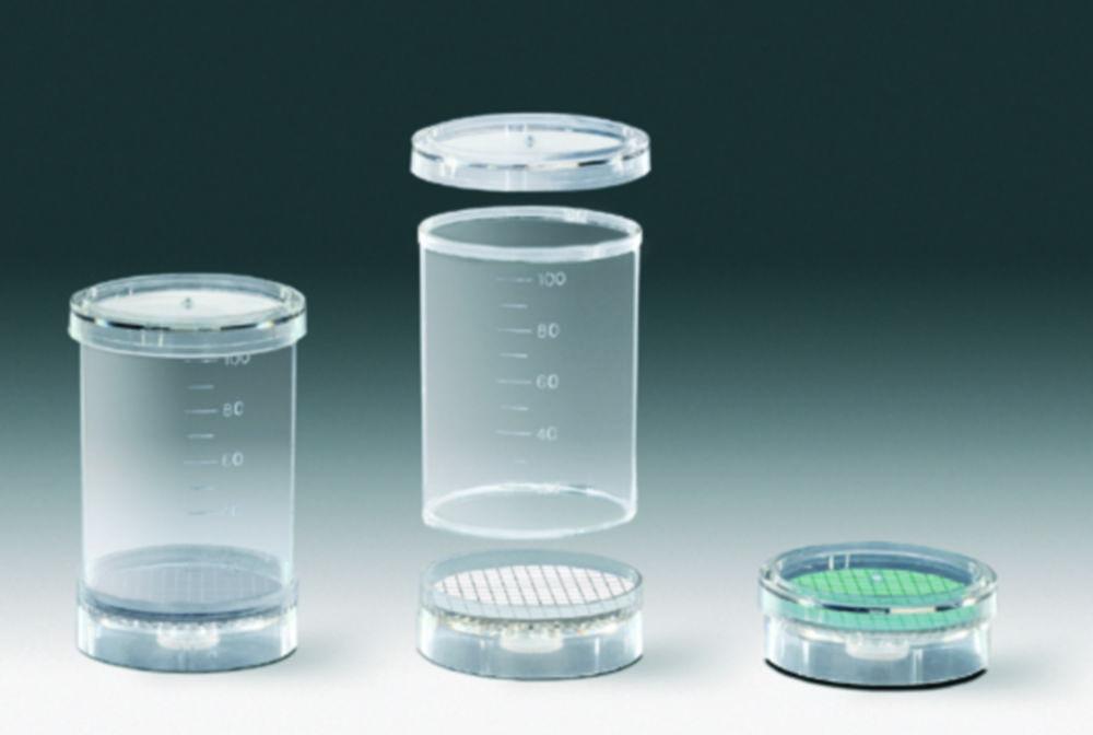 Sartorius BioSart 100 Monitors, Sterile, 100 mL, Ø 47 mm, Pore 0.45 µm, White/Black, Pack of 48