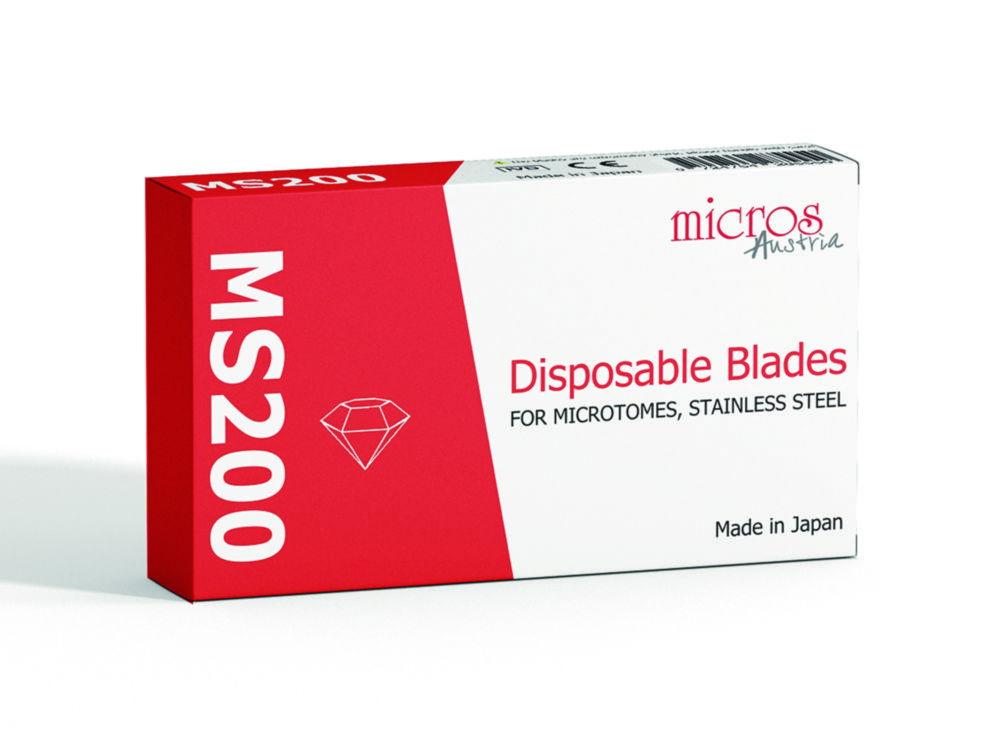 Micros Universal Microtome Blades MS200 Low Profile L 80mm W 8mm Plasma Coated (Pack of 50)