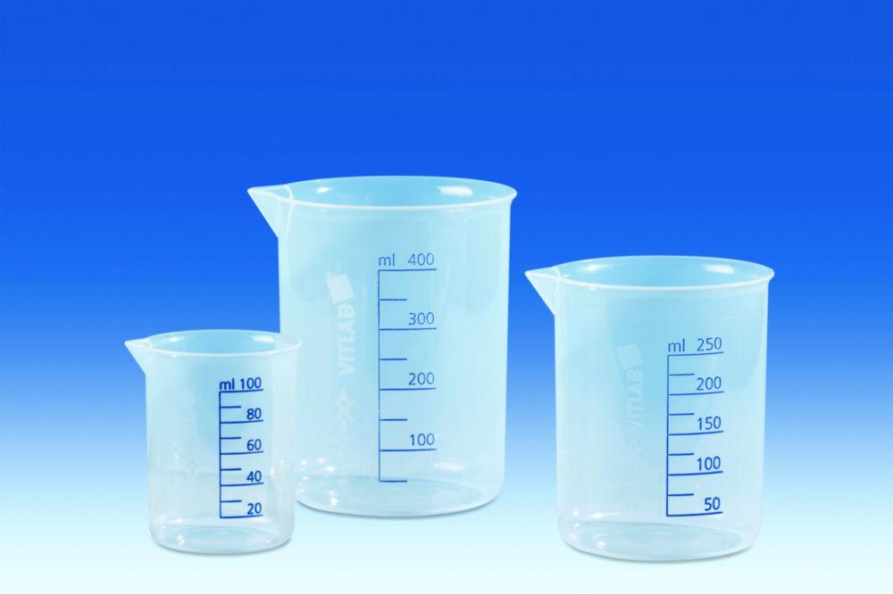 VITLAB Griffin Beaker 50 ml, PP Blue-Embossed Graduation, Translucent

