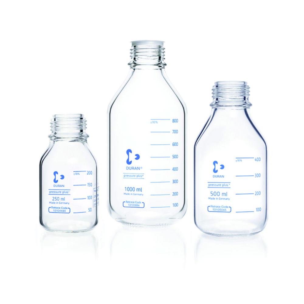 DWK Duran Laboratory Glass Bottle, 100 mL, GL45, Clear, Pressure Plus, Pressure Resistant (Without Screw Cap and Pouring Ring)