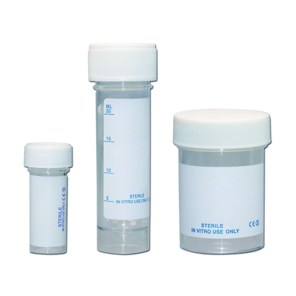 LLG Sample Containers 60 mL, PS with HDPE Screw Cap and Plain Label, Pack of 60