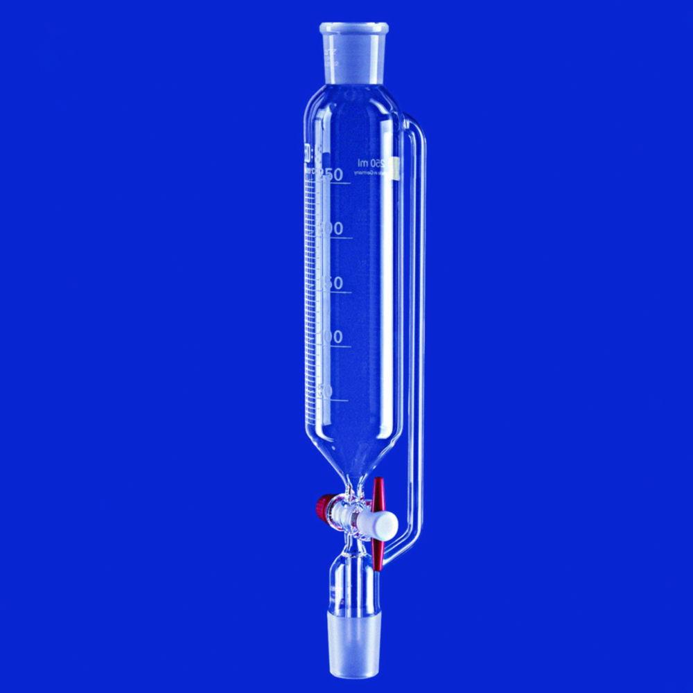 Lenz-Laborglas Dropping Funnel Cylindrical with Pressure Equalizing Tube 50 mL, Socket/Cone NS 14/23, Cap 10 mL