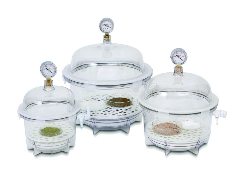 LLG Vacuum Desiccator VDR-20G, Round, PC with Gauge, Ø 242x354 mm