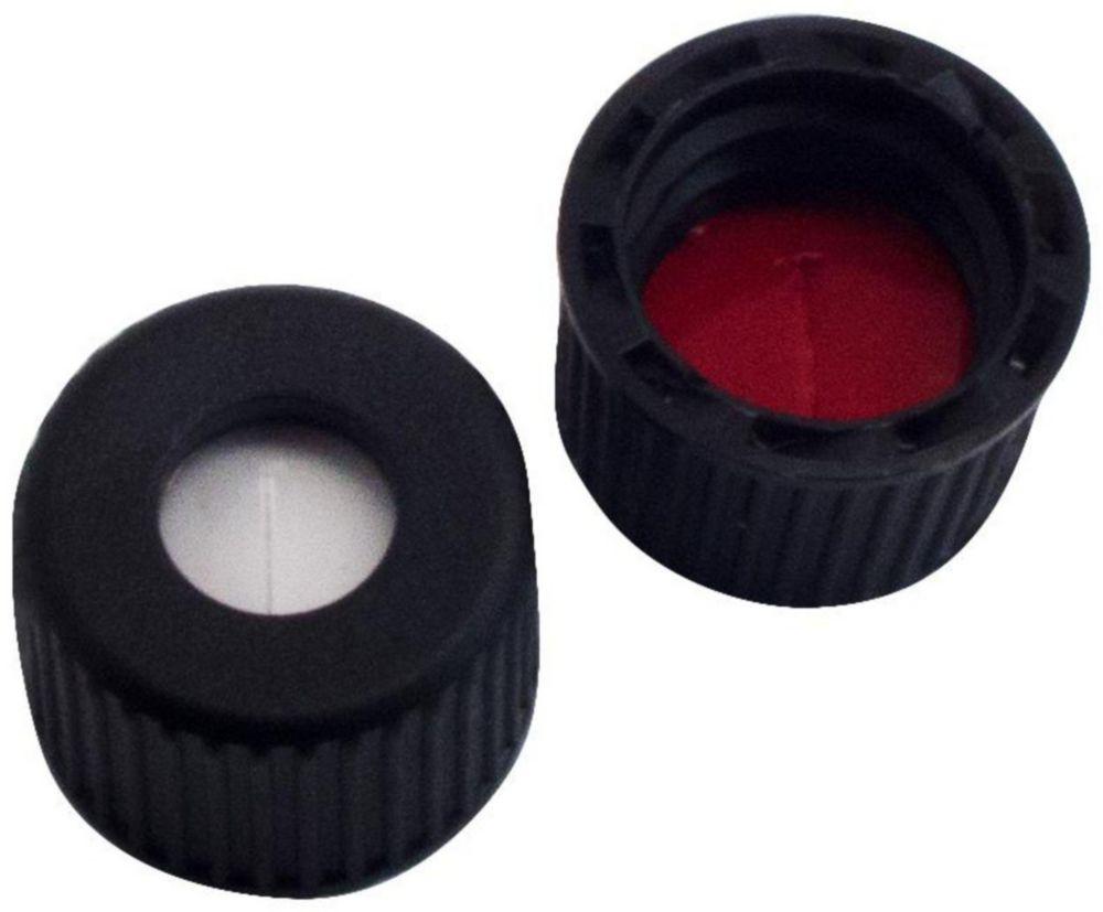 LLG Screw Caps N 8, Red with Head Hole PTFE, Rubber White, Sealing Discs Slotted Engaged, Pack of 100