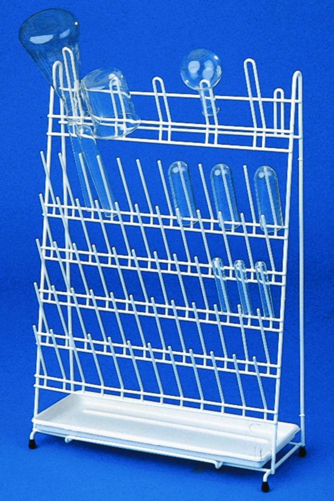 Württ Draining Rack 420x170x610 mm for 60 Test Tubes and 5 Flasks (PE-coated wire)