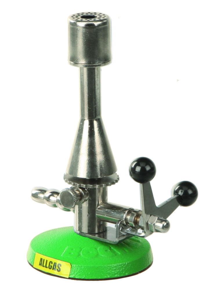 BOCHEM Teclu Burner for All Gas Max. 1300°C, with Stopcock, Air Regulator, Pilot Flame, 0.5-3 KW