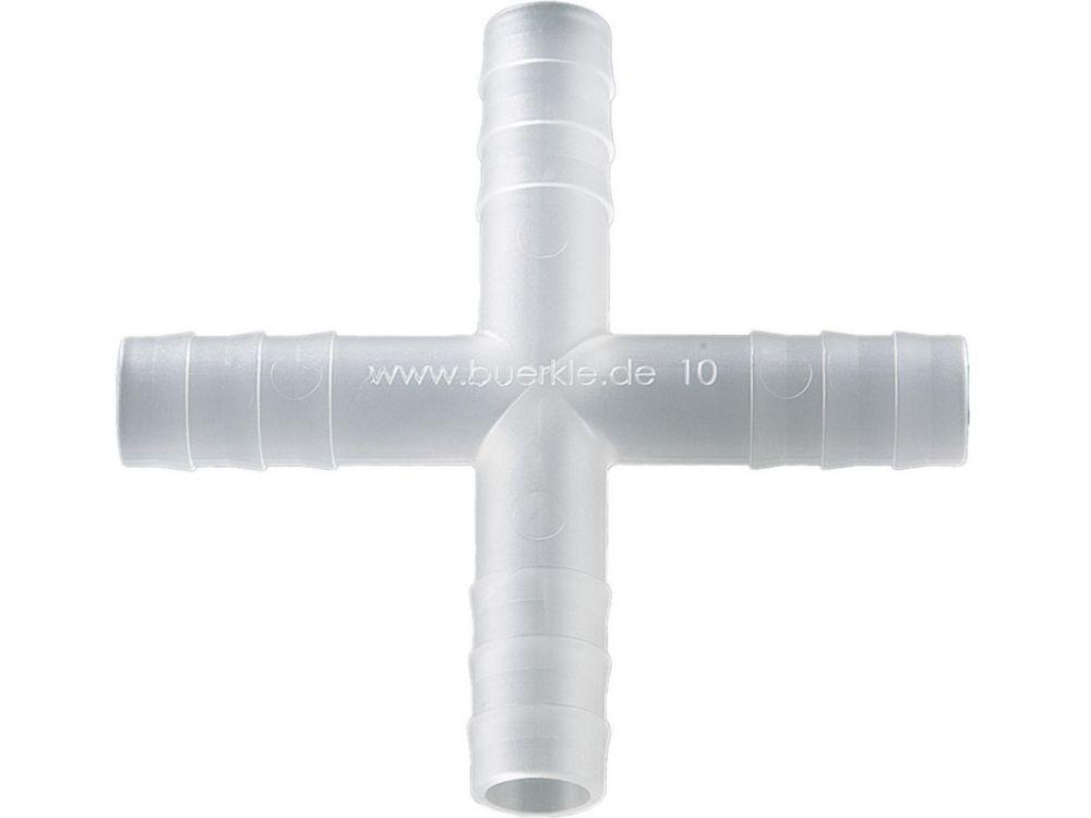 Bürkle Cross Connector 10 mm, PP Cylindrical Spouts, Pack of 10