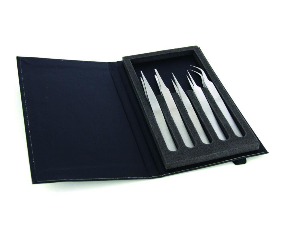 Ideal-tek Tweezers Set, High Precision Anti-Magnetic and Anti-Acid Stainless Steel, 5 Tweezers with Hard/Foam Wallet
