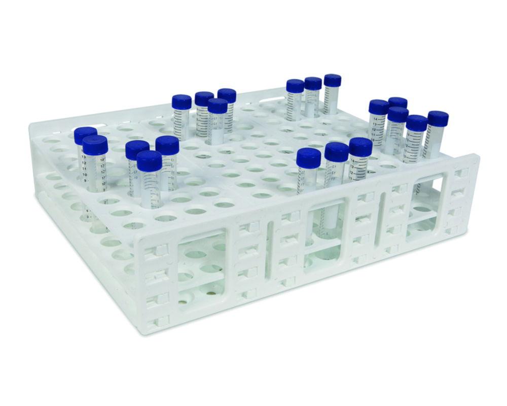 Heathrow Scientific Mega Rack PP Single for 120 x 15ml (18–20mm) Tubes, White, Autoclavable