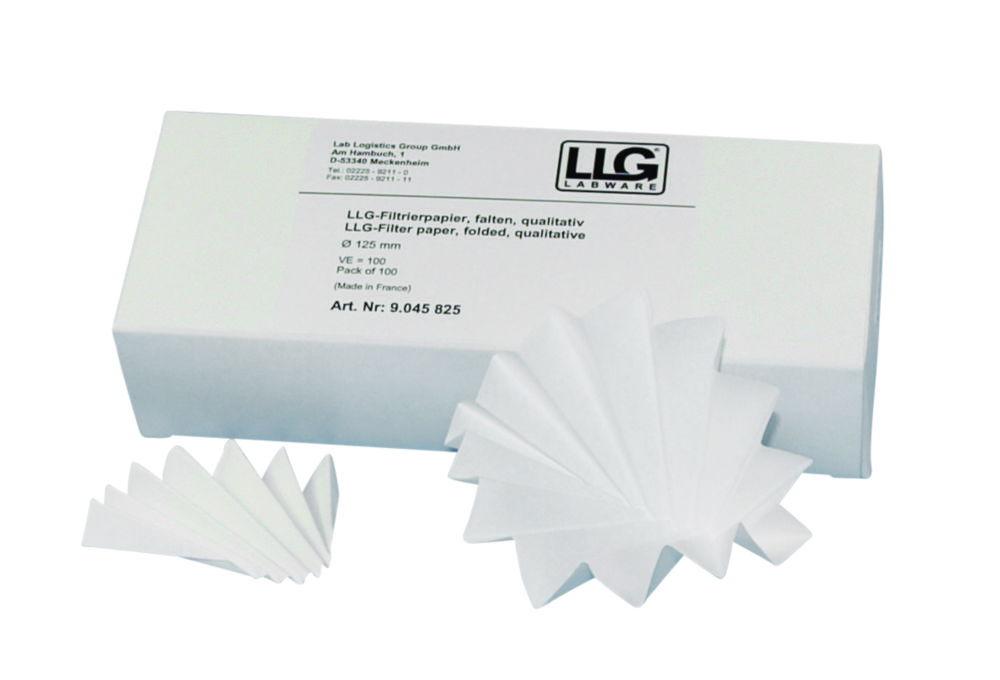 LLG Folded Filters 125mm Qualitative Medium, Pack of 100
