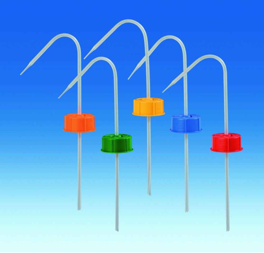 VITLAB Vent Cap with Screw Connection and Squirt Pipe, PP Yellow for Bottle 250 mL, GL-25