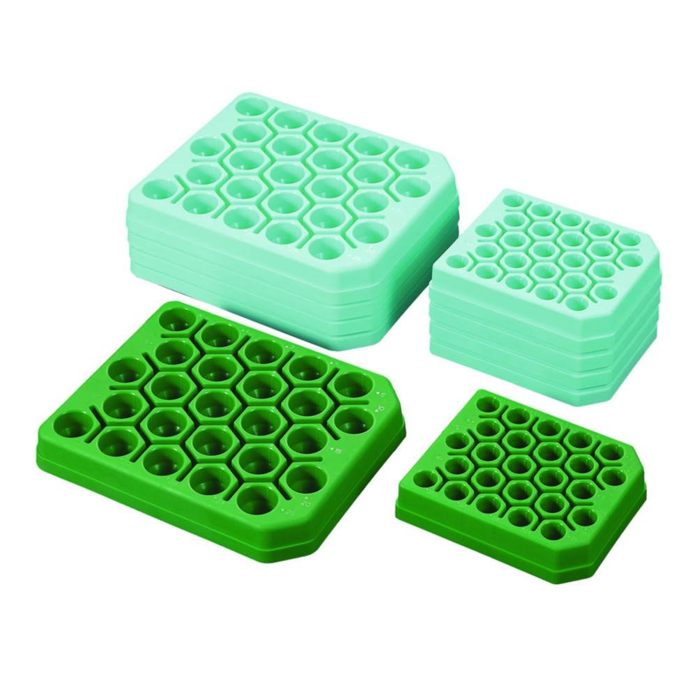 Plastic Centrifuge Tube Racks, PP for 15ml tubes, dark green, sterile, pack of 10x5