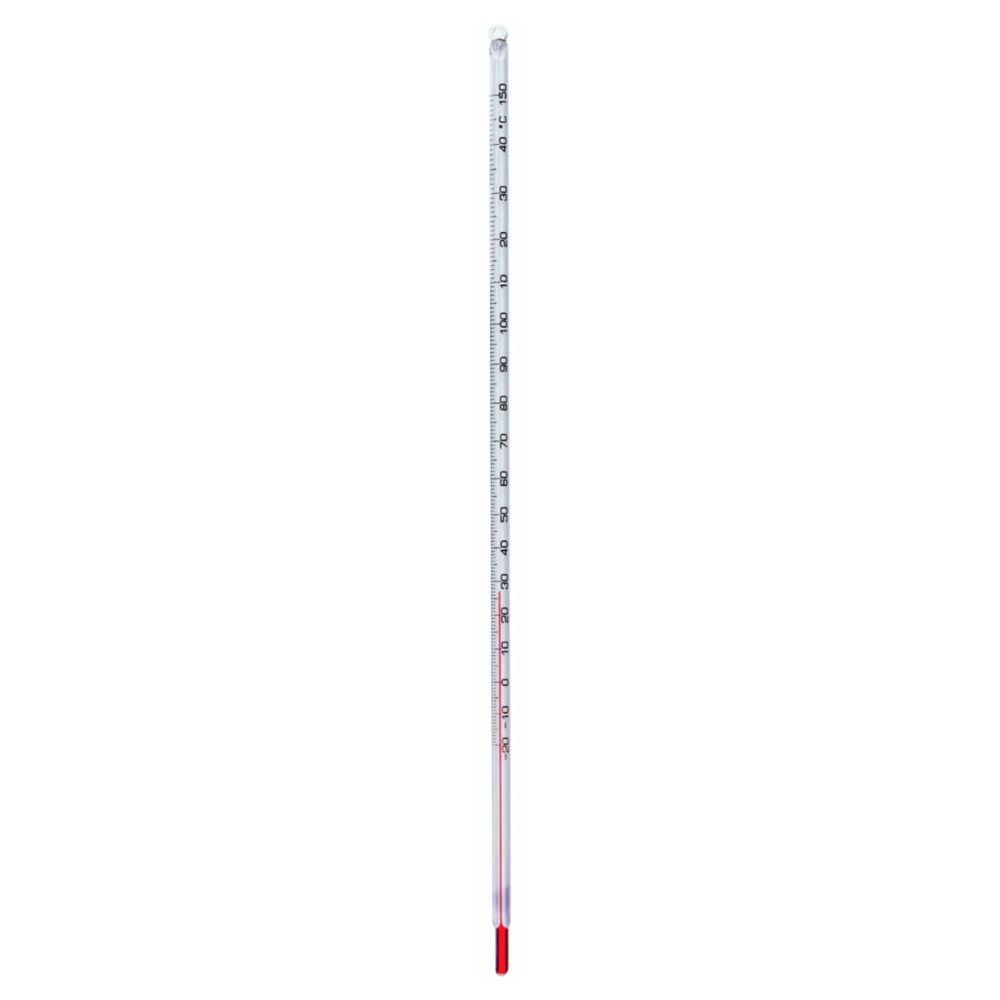 Thermometer -20...+110:0,1°C stemform, red filling, capillaries white backed l 300 mm, immersion depth: total, with