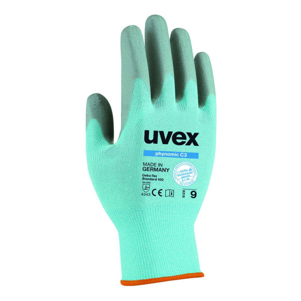Uvex Cut-Protection Gloves Phynomic C3 Size 7 Sky Blue Inside Hand and Finger Tips with Aqua-Polymer Foam Coating Pair

