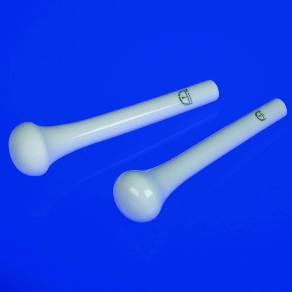 Haldenwanger Pestle Head 24 mm Ø, Glazed Porcelain, L=115 mm, for 63 mm Mortar, DIN 12906
