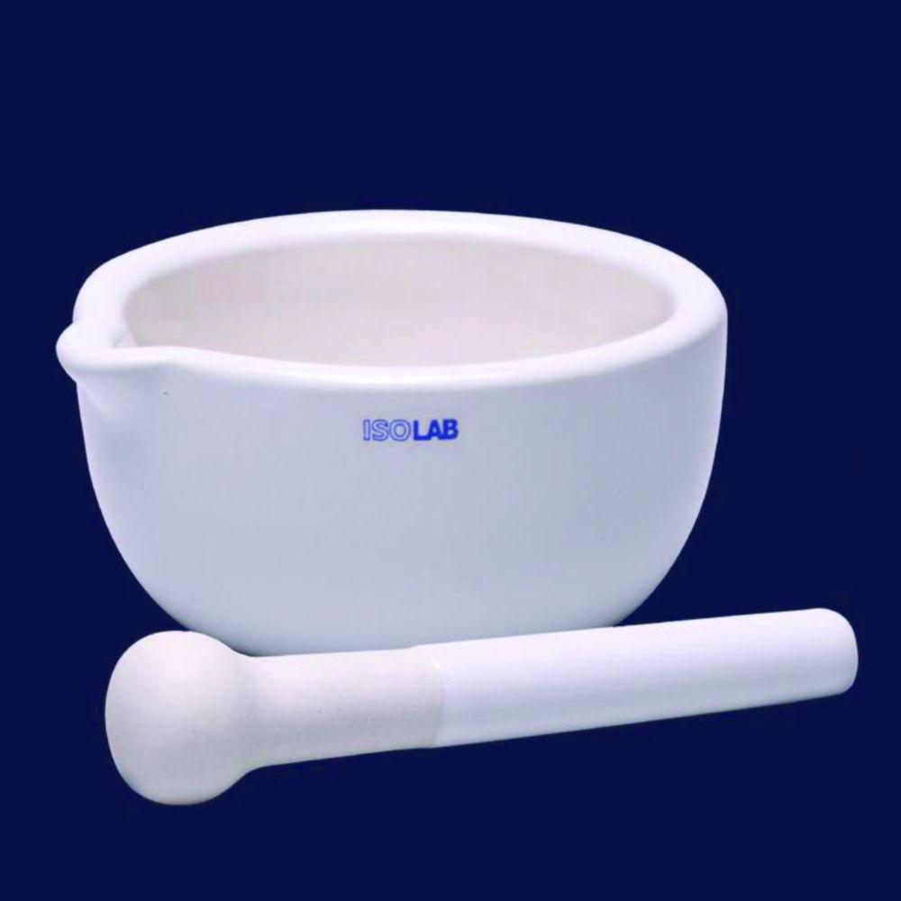 Porcellaine mortar 70x175 mm Ø without pestle, 700 ml, outer glaced, white, with spout, DIN 12906