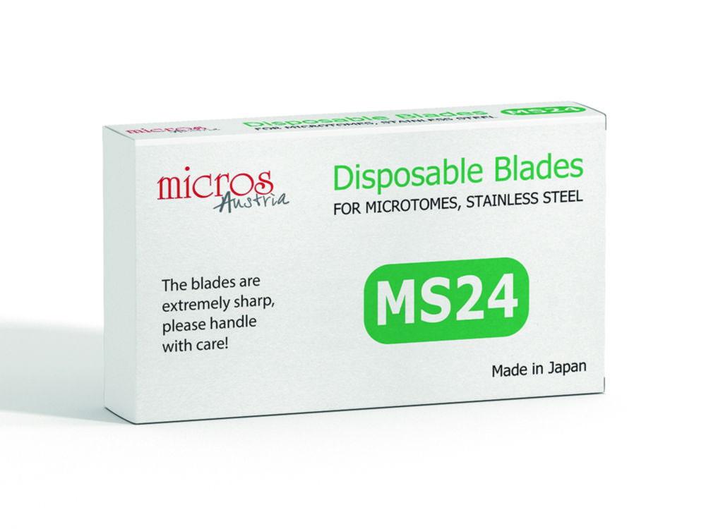Micros Microtome Blades MS24 Low Profile, L 80mm, W 8mm for Hard Tissues (Pack of 50)