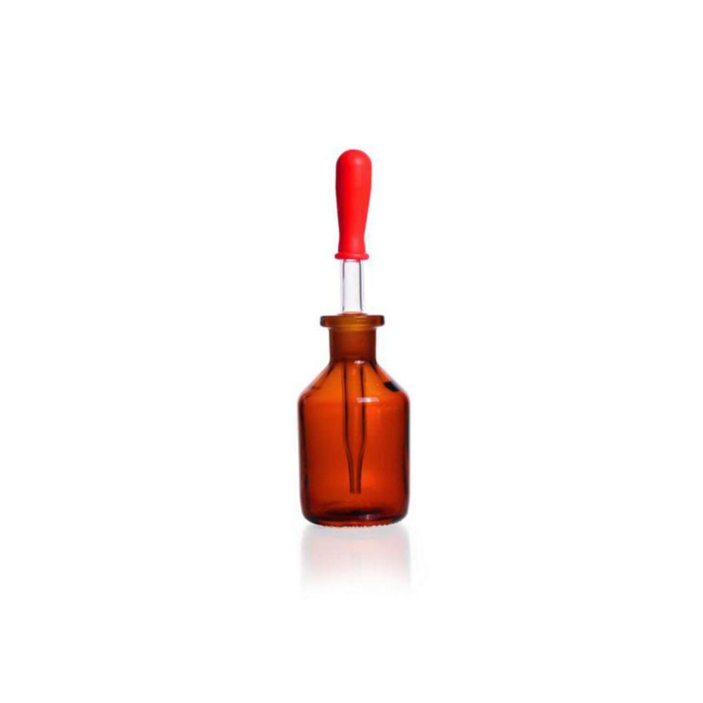 DWK Duran Dropping Bottle with Glass Pipette and Rubber Teat, Amber Glass, 100 mL