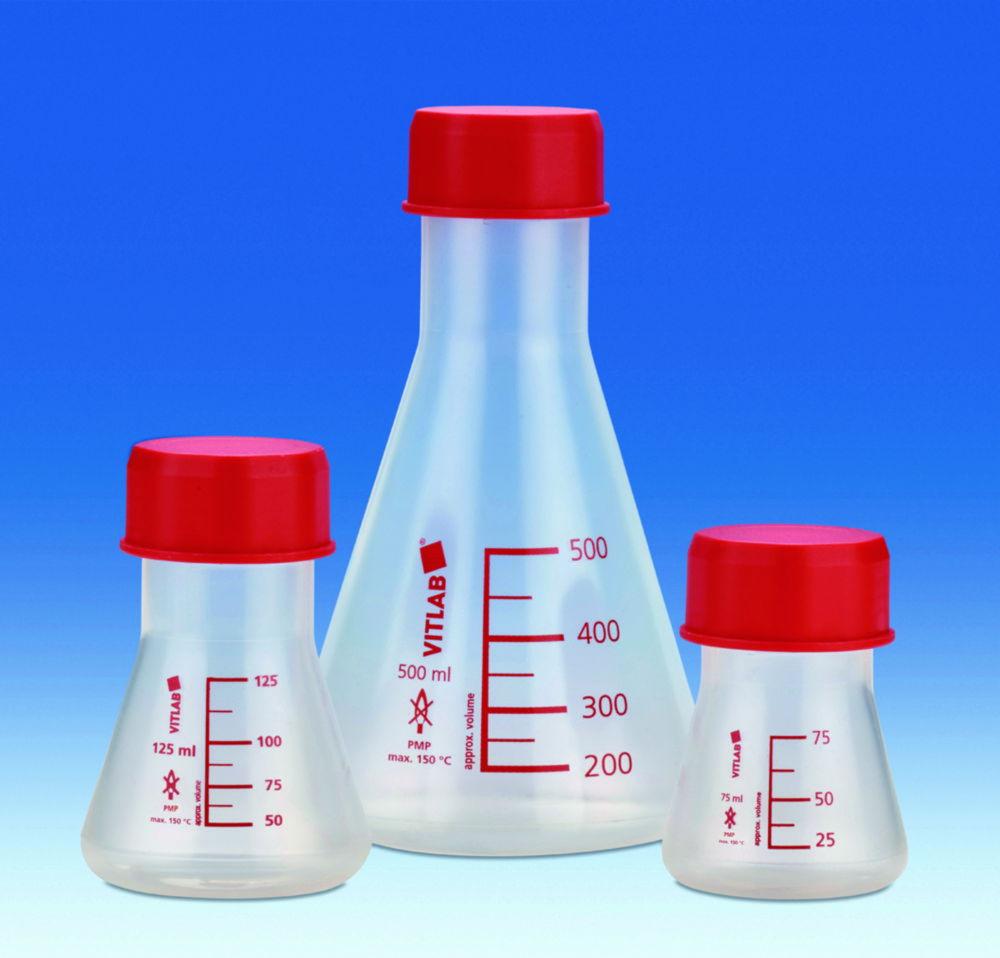 VITLAB Erlenmeyer Flask 250 ml PMP GL 45 with Screw Cap PP

