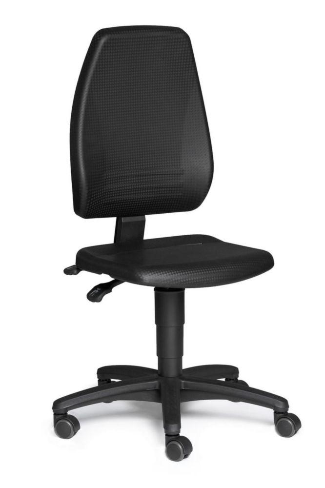 LLG-Lab chair PU foam black, sit-stopp castors seat high 440-620mm