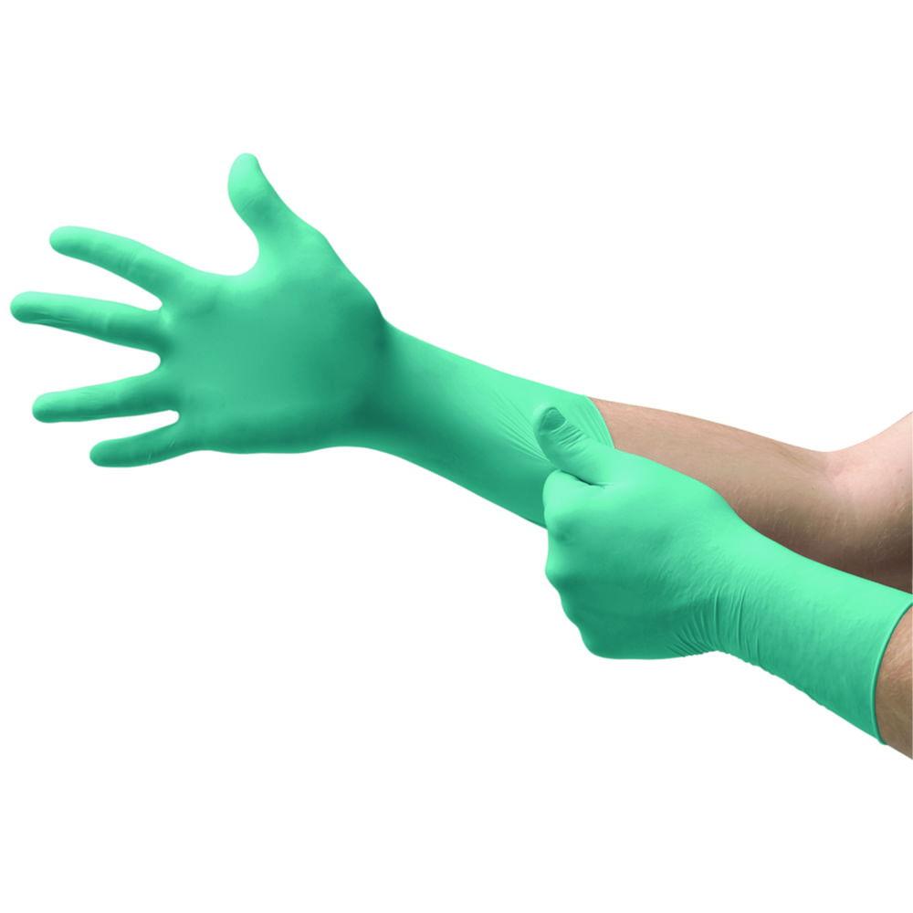 Ansell Touch N Tuff Gloves, Size 6½-7, Sterile, Nitrile, Portable on Both Sides, 300 mm, Green, Powder-free, Textured Fingertips, Pack of 20x10

