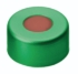 LLG-Aluminium crimp caps N 11 TB/oA green, with centre hole, hole diameter: 5,6 mm, thickness: 0,9 mm, butyl rubber/PTFE