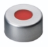 LLG-Aluminium crimp caps N 11, silver center hole, PTFE red/Silicone white/PTFE red, Hardness:40° shore A, Thickness:1.0 mm,pack of 100