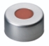 LLG-Aluminium crimp cap N 11, silver, center hole red rubber/PTFE transparent, colourless, hardness: 45° shore A, Thickness: 1.0 mm