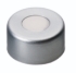 LLG-Aluminium crimp cap N 11, silver, center hole, Silicone white/PTFE red, Hardness: 40° shore A, Thickness: 1.3 mm, pack of 100